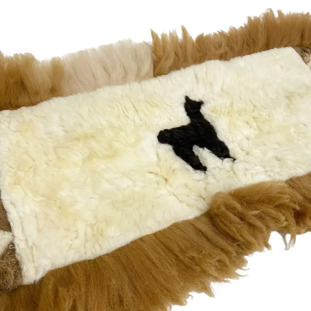 Vintage Llama Fur Handcrafted Patchwork Wall Hanging Art Decor